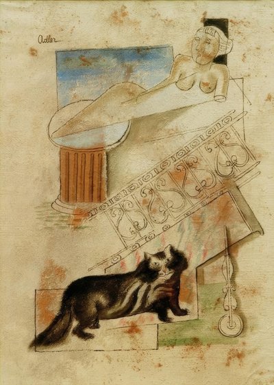 猫と浮遊乙女 作： Jankel Adler