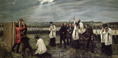 1893年10月6日、ハンガリーのアラドでのオーストリア人によるハンガリー将校の処刑（クロモリト） 作： Janos Thorma