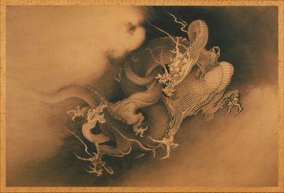 雲の中の2つのドラゴン 作： Japanese Kanō Hōgai