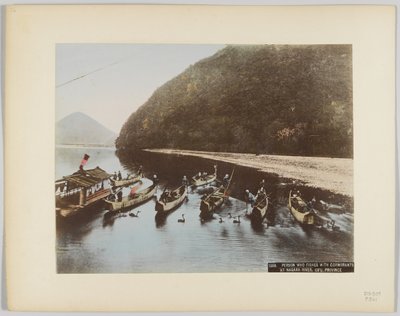 日本・岐阜県・長良川の鵜飼（手彩色白黒写真 作： Japanese Photographer