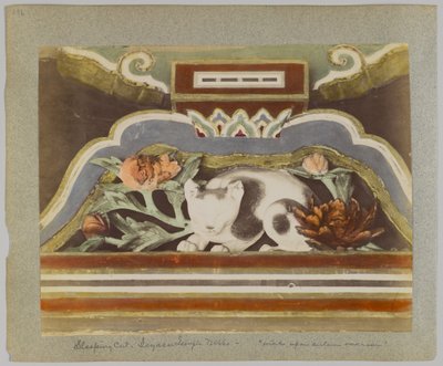 日光・唐招提寺の「眠り猫」（手彩色のモノクロ写真 作： Japanese Photographer