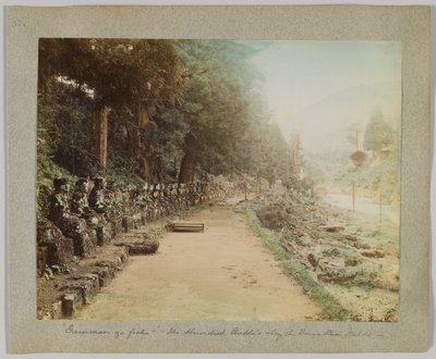 日光・大谷川の百仏（手彩色のモノクロ写真 作： Japanese Photographer