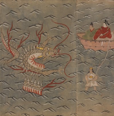 龍と海女 「大勝館」挿絵（紙本墨彩） 作： Japanese School