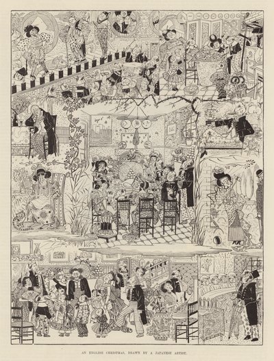 日本の画家が描いたイギリスのクリスマス（エングレービング 作： Japanese School