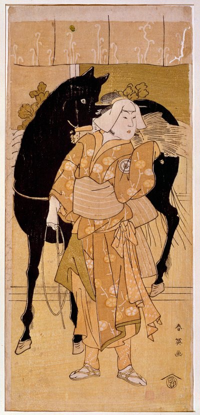 農民と馬を演じる役者 19世紀の日本の版画です。パリ、ギメ美術館、国立アジア美術館 作： Japanese School