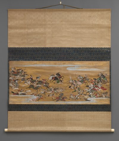 雲中の合戦図（掛軸 作： Japanese School