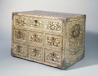 引き出しの箱、16世紀後半（南蛮漆、真珠貝、漆木材） 作： Japanese School