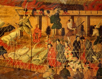 1622年の日本でのイエズス会殉教の詳細（紙に水彩） 作： Japanese School