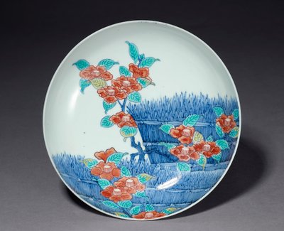 18世紀初頭の料理（下釉の青と上釉のエナメルを施した磁器） 作： Japanese School