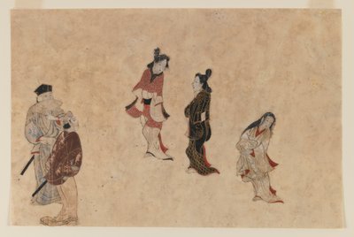 初期浮世絵（紙にインク、色、金） 作： Japanese School