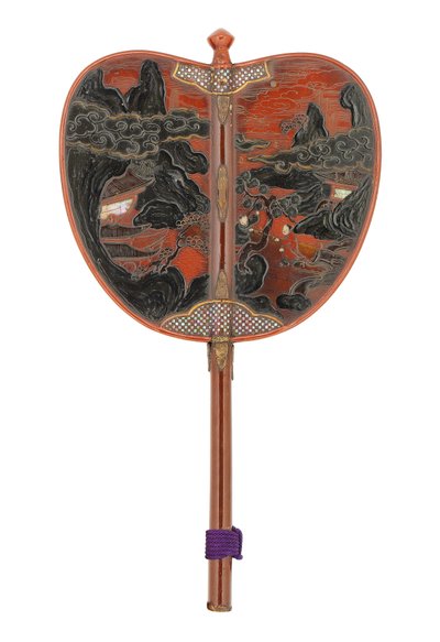 軍配、軍配、江戸時代（赤漆地に螺鈿細工 作： Japanese School