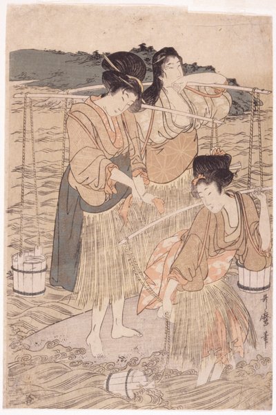 日本人女性（色木版） 作： Japanese School