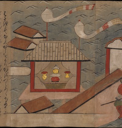 日本館、「大勝館」挿絵（紙に墨・彩色） 作： Japanese School