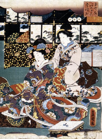 日本の版画：二人の女性、n.d. 作： Japanese School