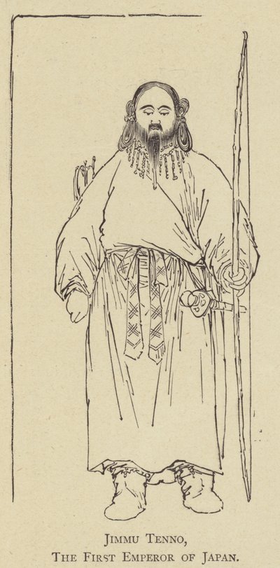 神武天皇、日本の初代天皇 (litho) 作： Japanese School