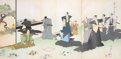 食べ物の提供、19 世紀。 作： Japanese School