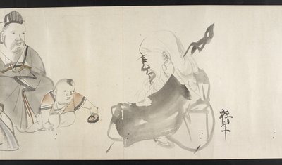 または。 14872、f.30 吉田青斎より大人二人と子供一人 作： Japanese School