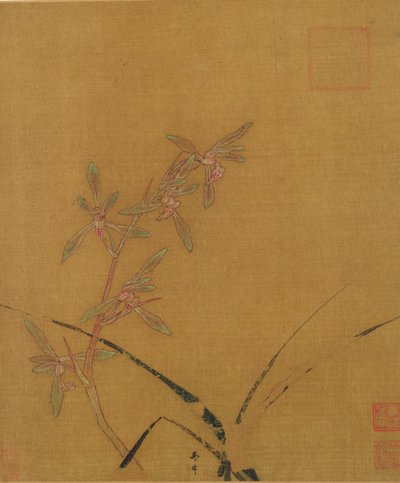 蘭（シルクにインク） 作： Japanese School
