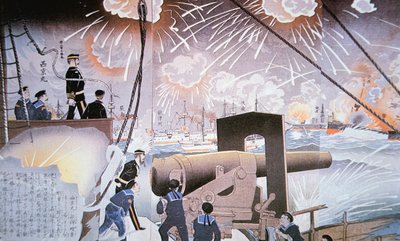 9月の鴨緑江の戦いの絵 作： Japanese School
