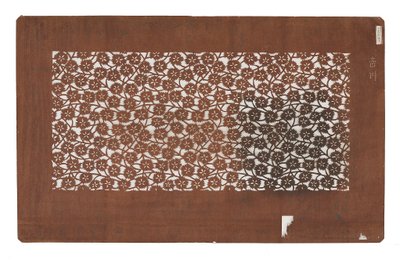 型紙 19世紀後半 桑の皮の紙に柿渋を塗ったもの。
柿渋) 作： Japanese School