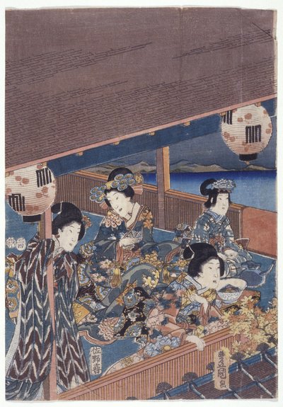 源氏三連祭壇画の一部（カラー木版画） 作： Japanese School