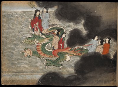 龍に乗った人々 「大勝館」挿絵（紙本墨彩） 作： Japanese School