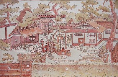 茶園の平面図 19世紀後半 カラーリトグラフ 作： Japanese School