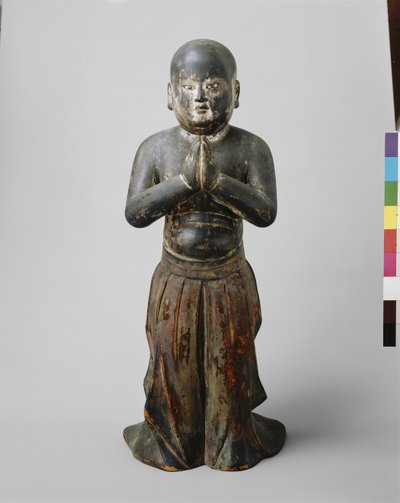 聖徳太子二歳図 1300年頃 （木地に多色刷り、目には水晶を嵌め込んでいる 作： Japanese School
