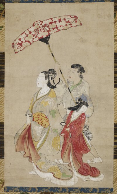 パレードの付添人と売春婦、c.1695 作： Japanese School