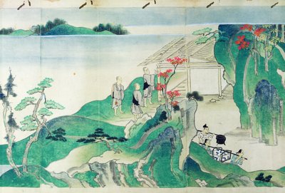イッペン僧侶の図解された歴史からの召使い（1239-89）（紙のトイレ） 作： Japanese School