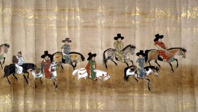明暦元年（1651年）徳川家綱継承時の第六次朝鮮大使館 狩野益信（1625-94）作と思われる（巻物絵）（詳細 作： Japanese School