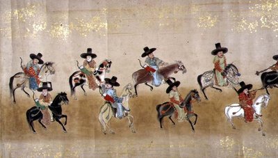 明暦元年（1651年）徳川家綱継承時の第六次朝鮮大使館 狩野益信（1625-94）の作品と思われる（巻物絵）。 作： Japanese School