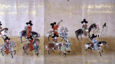 明暦元年（1651年）徳川家綱継承時の第六次朝鮮大使館 狩野益信（1625-94）作と思われる（巻物絵）（詳細 作： Japanese School