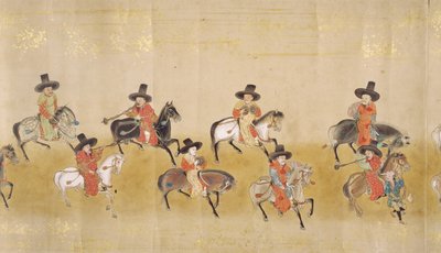 1651年に徳川家綱が継承された当時の名駅1にある駐日韓国第6大使館、おそらく加納増信（1625-94）（巻物）（詳細） 作： Japanese School
