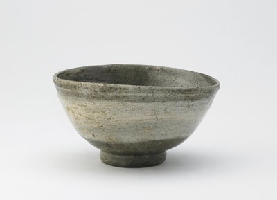 茶碗、はけめ型、江戸時代、18世紀〜19世紀（釉薬の下に白すべりを施した石器） 作： Japanese School