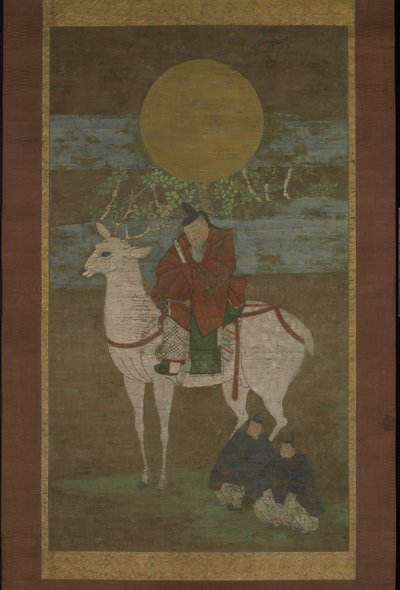 鹿島からの出発 春日出） 14世紀後半（掛軸：絹本墨彩彩金） 作： Japanese School