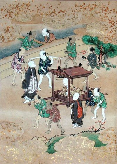正覚和尚（1126-1235）越の旅（水彩・紙） 作： Japanese School