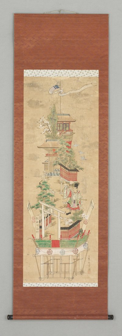 19世紀初頭の浮世絵シーン（掛軸） 作： Japanese School