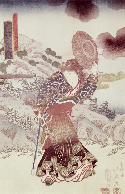 正体不明の俳優、北栄春子（d.1837）のこさんろいちょくせいせい、パブ。 1830年頃（色木版画） 作： Japanese School