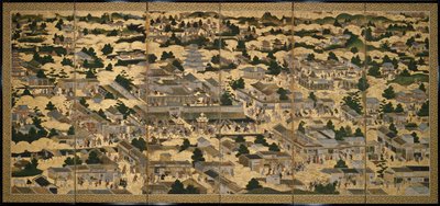 洛中洛外図》 1616-24年頃 紙本墨画・彩色・金箔 作： Japanese School