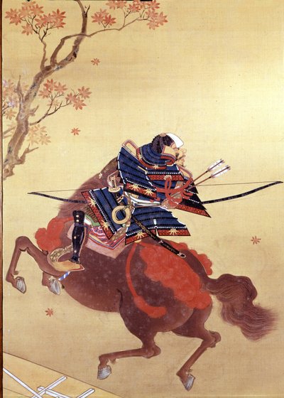 戦士ムネテ。土佐派の絹絵で、作者は森住千佳奈です。18世紀、キヨッソーネ美術館。ジュネス 作： Japanese School