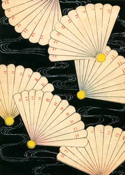 黒地に白のファン 作： Japanese School
