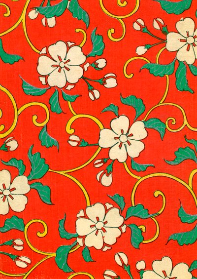 リンゴの花の木版画 作： Japanese School