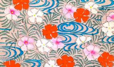 カーネーションの花の木版画 作： Japanese School