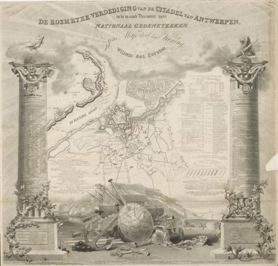 1832 年 12 月のアントワープ城塞の Roemryke 防衛。 国立記念碑、国王陛下、Willem den Eersten (オブジェクトのタイトル) 作： Ja.s Wyld