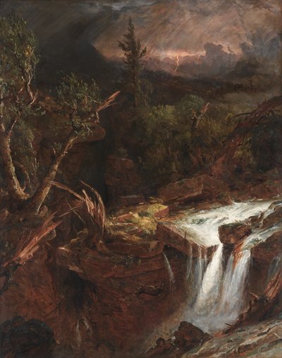 The Clove - キャッツキル山脈の嵐のシーン 作： Jasper F. Cropsey