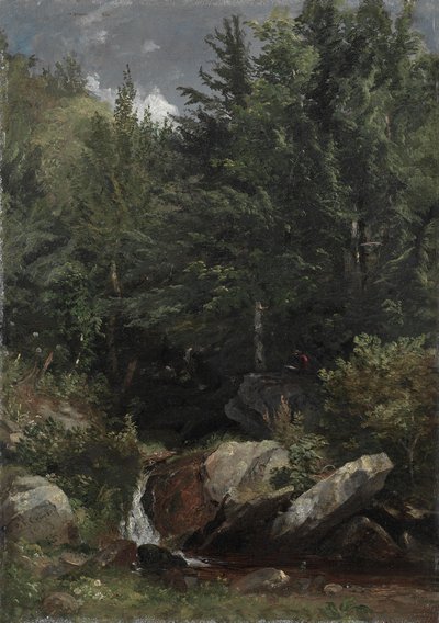 丘の中腹の木々と小川 作： Jasper F. Cropsey