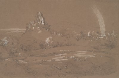クロムウェル塹壕から見たコルフ城と町 作： Jasper Francis Cropsey