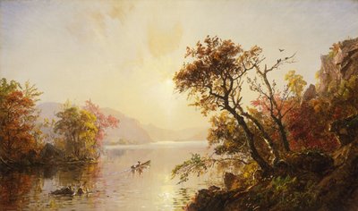 1878年、入り江から漕ぎ出す 作： Jasper Francis Cropsey