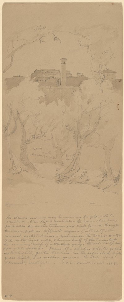 チボリの木々の間を眺める [直訳] 作： Jasper Francis Cropsey
